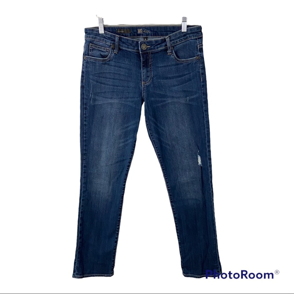 KUT from the Kloth Catherine Boyfriend Jeans Size 10 Distressed Stretch Denim